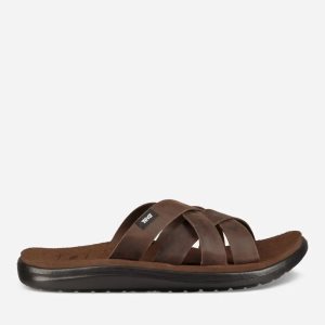 Teva Voya Slide Leather - Pánske Sandále - Tmavo Hnede